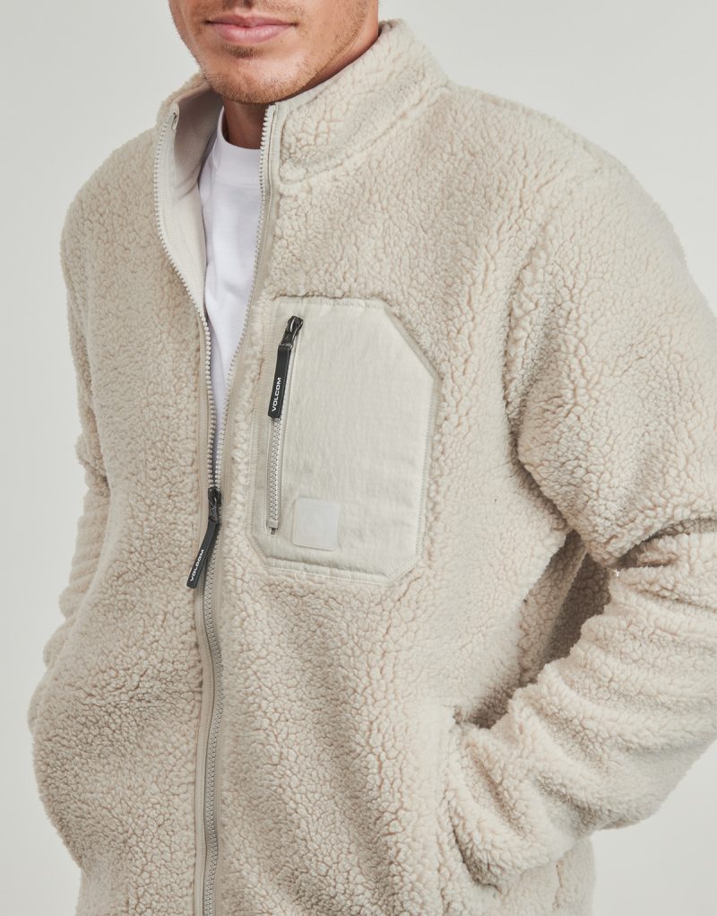 Felpa Volcom MUZZER FUZZAR ZIP Beige Felpe Uomo - 5