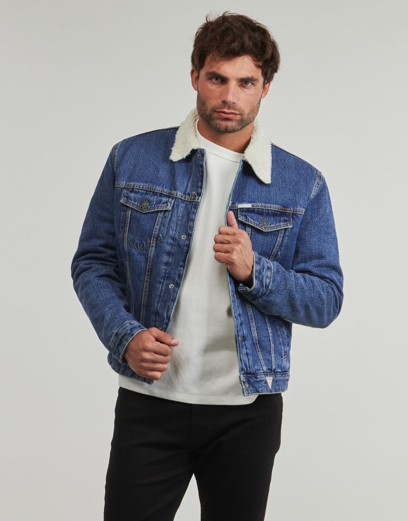Denim jacket Guess SHERPA REG TRUCKER Blue Men's Denim Jackets - 2
