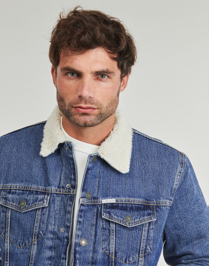 Denim jacket Guess SHERPA REG TRUCKER Blue Men's Denim Jackets - 5