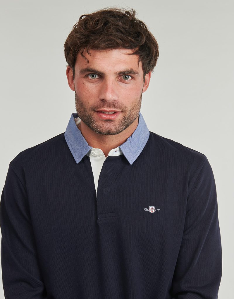 Polo maniche lunghe Gant REG CHAMBRAY HEAVY RUGGER Blu Polo maniche lunghe Uomo - 5