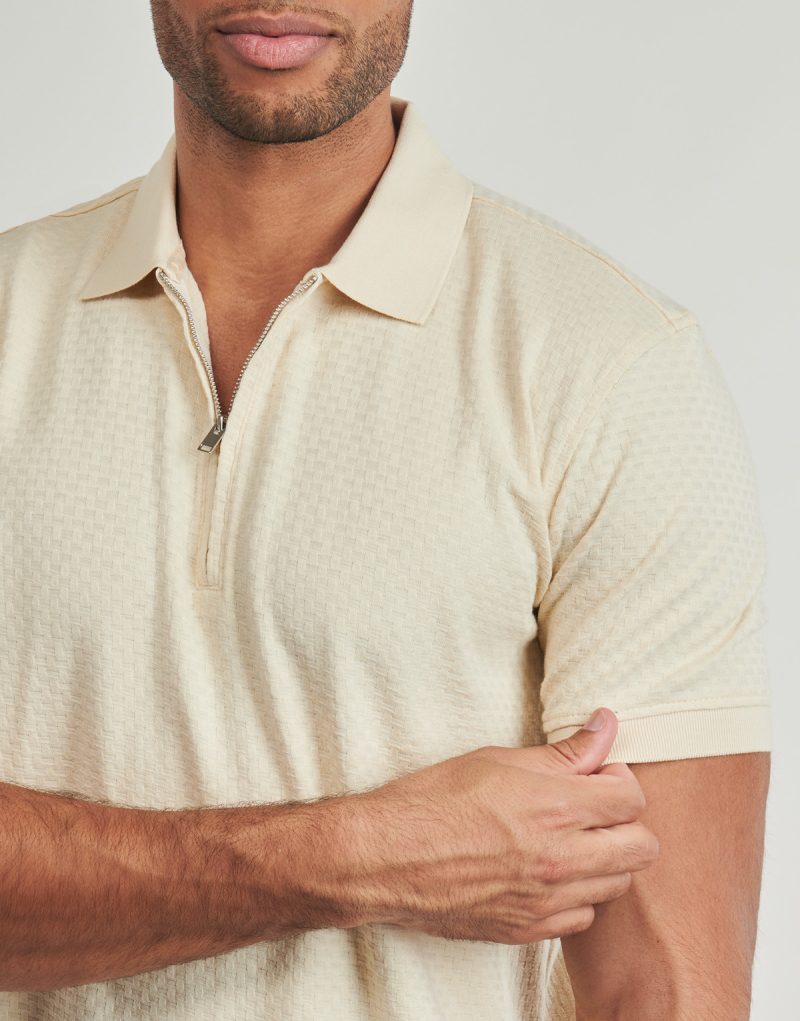 Polo Selected SLHISAAC ZIP Beige Men's Polo - 5