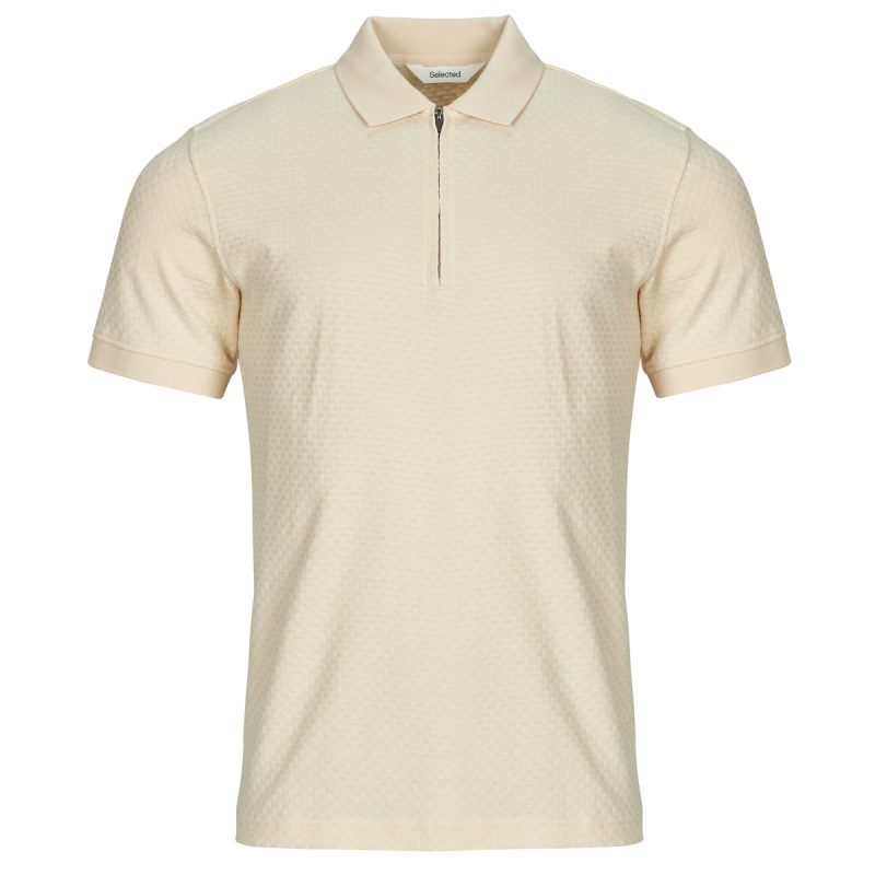 Polo Selected SLHISAAC ZIP Beige Men's Polo - 1