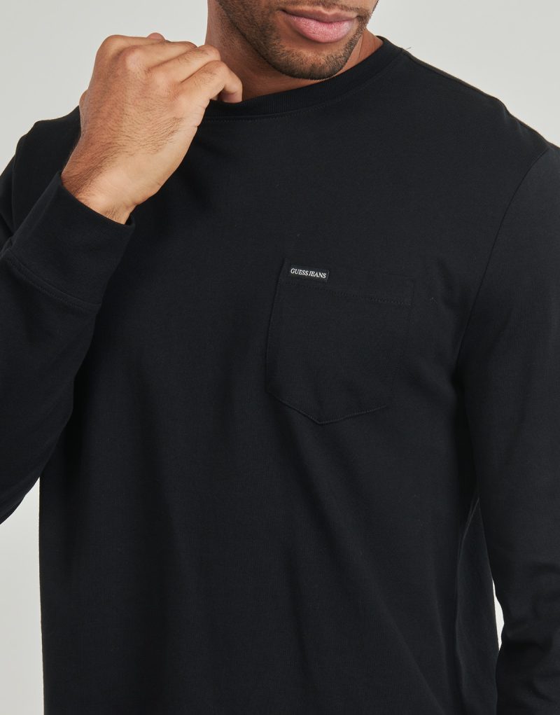T-shirts a maniche lunghe Guess LS CN REG PKT TEE Nero T-shirts a maniche lunghe Uomo - 5