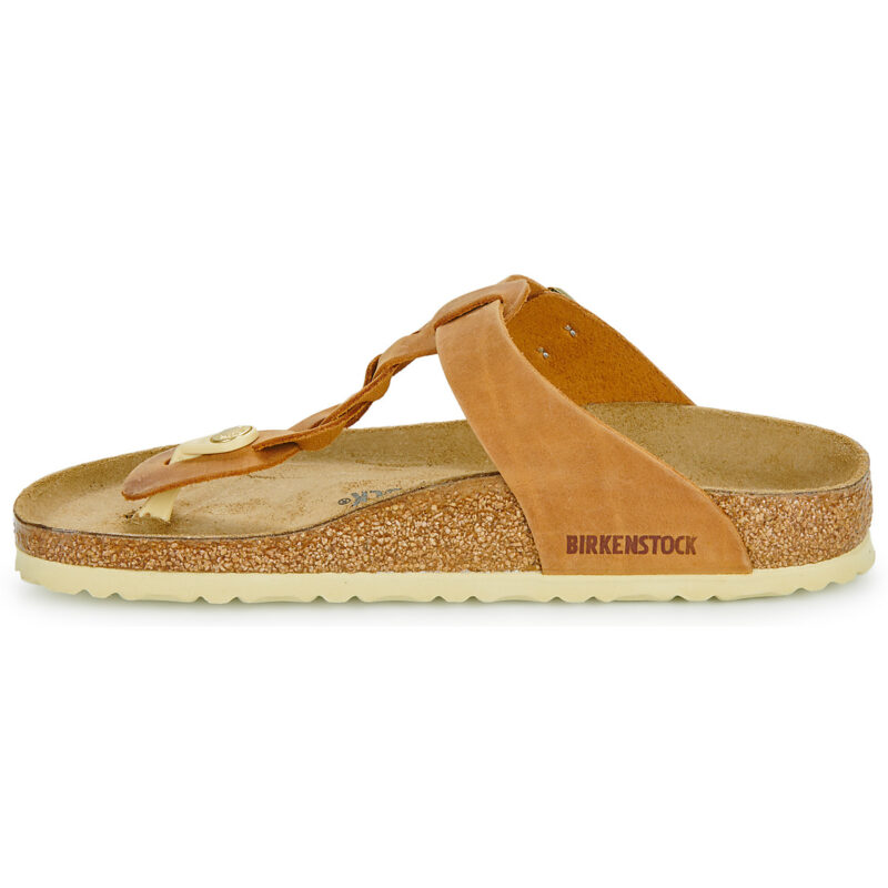 BIRKENSTOCK Gizeh Braided Cuir / Huil&eacute; / Cognac / Sangle Marron Fine Sandales Plates Femme - 4