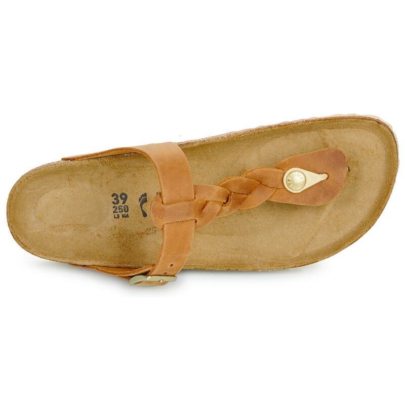 BIRKENSTOCK Gizeh Braided Cuir / Huil&eacute; / Cognac / Sangle Marron Fine Sandales Plates Femme - 6