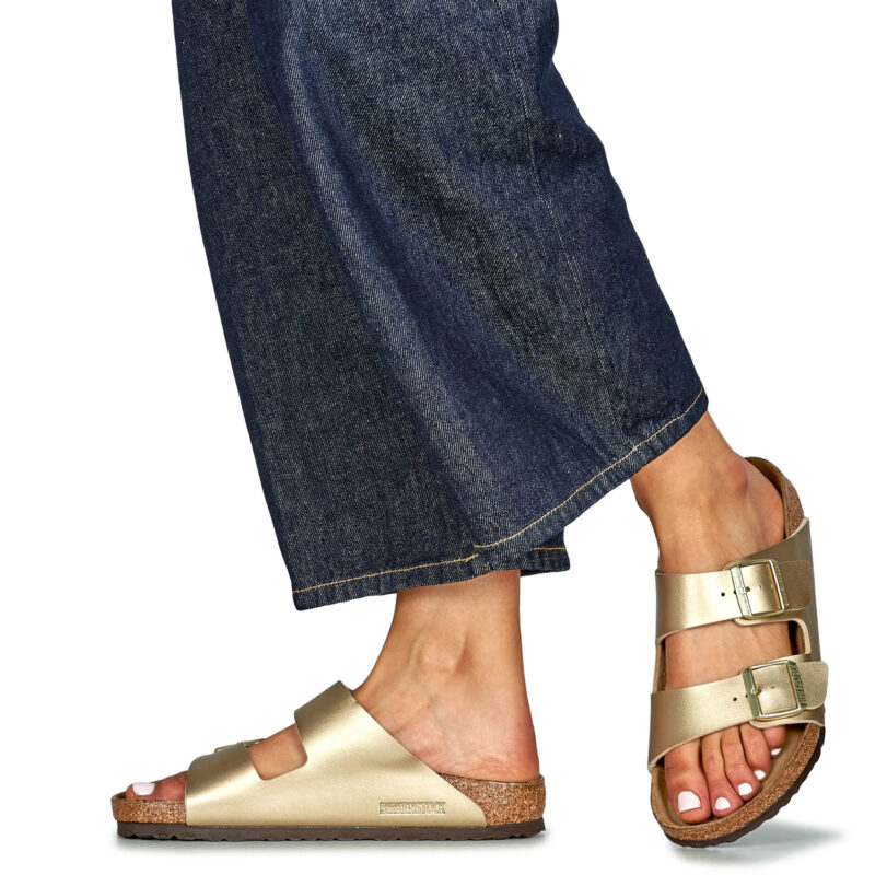 BIRKENSTOCK Arizona Birko-flor / Gold / Regular Gold Damen-Hausschuh - 8