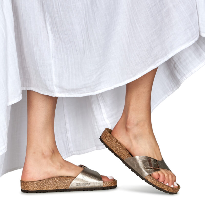 BIRKENSTOCK Madrid Birko-flor / Taupe / Regular Oro Ciabatta Donna - 8