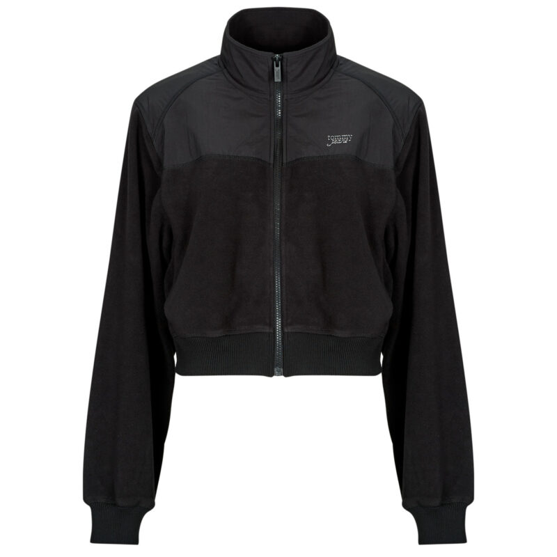 Sweat-shirt Tommy Jeans TJW en polaire m&eacute;lang&eacute;e, fermeture &eacute;clair, noir, pour femme - Taille 1