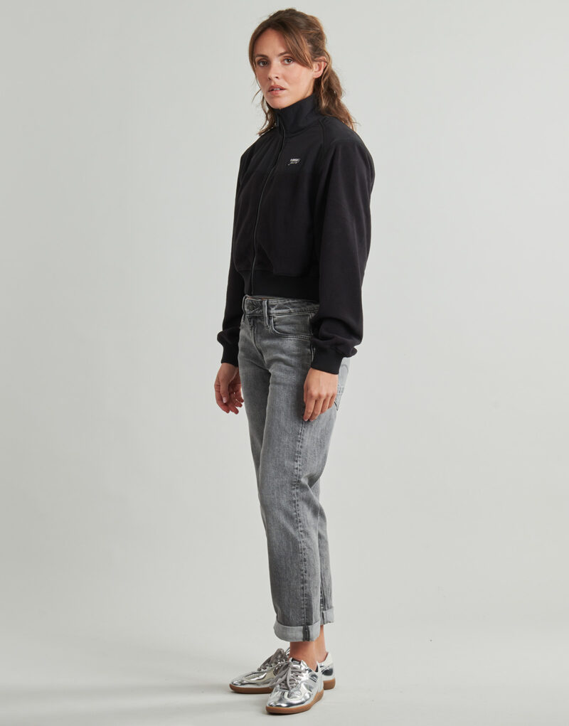 Sweat-shirt Tommy Jeans TJW en polaire m&eacute;lang&eacute;e, fermeture &eacute;clair, noir, pour femme - Taille 3