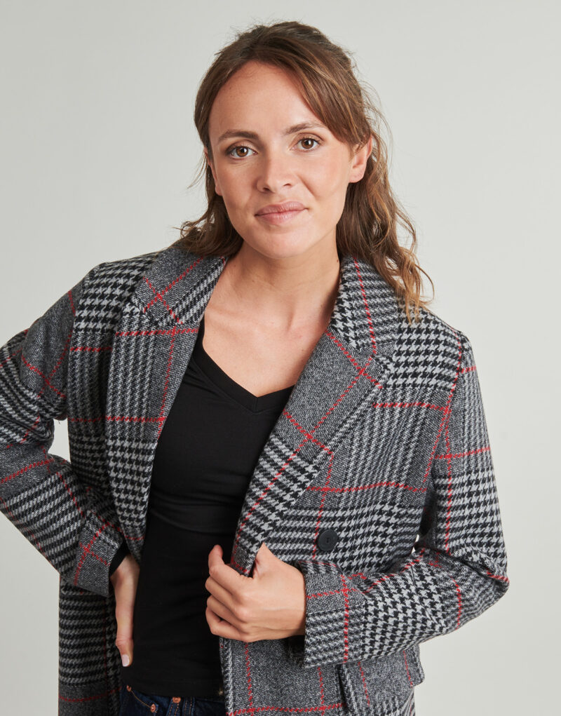 Mantella Desigual CAPUCHA CHECK Grigio Mantelle Donna - 5