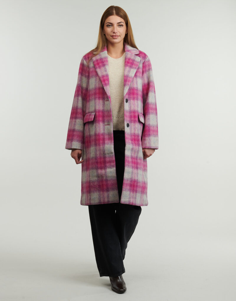 Manteau Desigual Rose &agrave; carreaux Rosa Mantelle Donna - 2