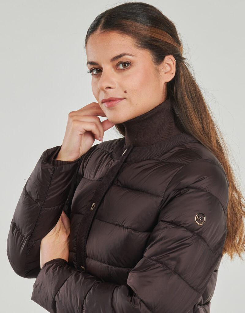 Duvet MICHAEL Michael Kors COLLARLESS PACKABLE JACKET W CORDUROY TRIM Brown Women's Down Jackets - 5