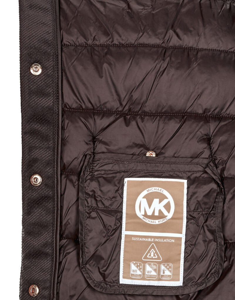 Duvet MICHAEL Michael Kors COLLARLESS PACKABLE JACKET W CORDUROY TRIM Brown Women's Down Jackets - 7