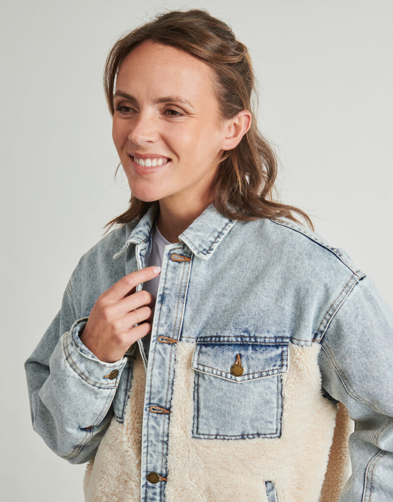 Sweatshirt Rip Curl CRUISIN SHERPA DENIM JACKET Bleu Sweatshirts Femme - 5