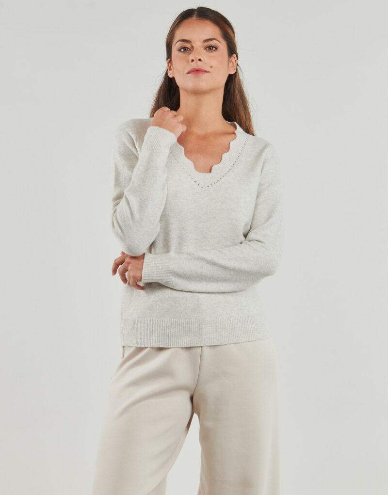 Maglione Vila VINIKOLINA V-NECK Beige Maglioni Donna - 2