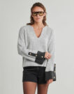 Vila VIALVA V-NECK Sweater Grey Women's Sweaters - 2