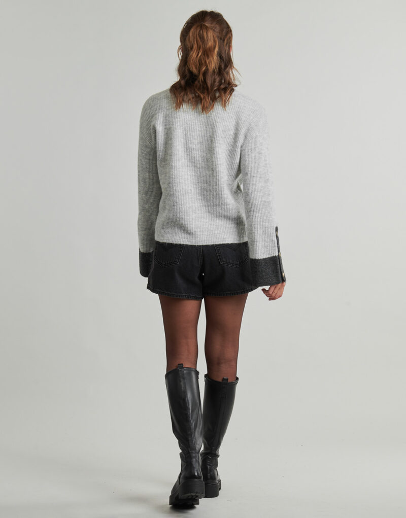 Vila VIALVA V-NECK Sweater Grey Women's Sweaters - 4