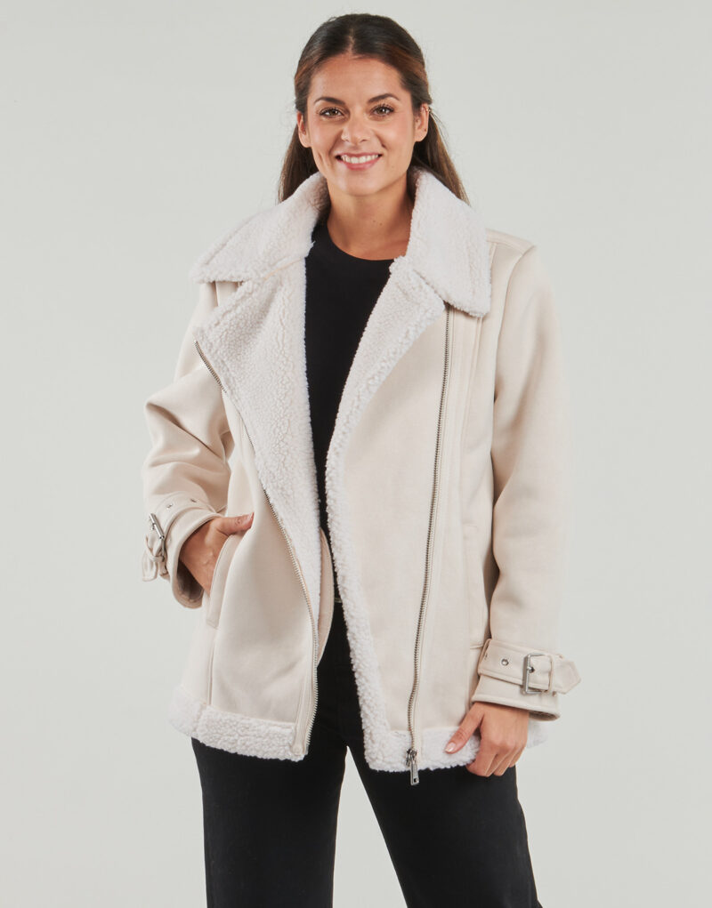 Mantella Guess MARISTELLA FAUX SHEARLING Beige Mantelle Donna - 2