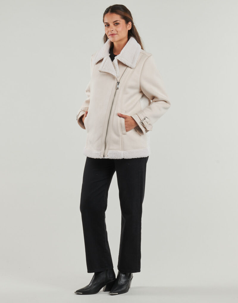 Mantella Guess MARISTELLA FAUX SHEARLING Beige Mantelle Donna - 3