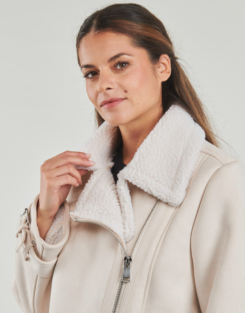 Mantella Guess MARISTELLA FAUX SHEARLING Beige Mantelle Donna - 5