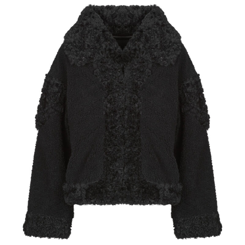 Jacke Guess EZRA Oversize Kunstpelz Schwarze Damenjacken - 1