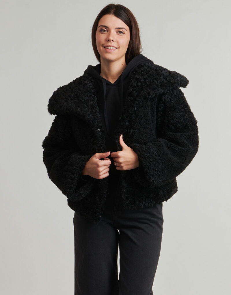Jacke Guess EZRA Oversize Kunstpelz Schwarze Damenjacken - 2