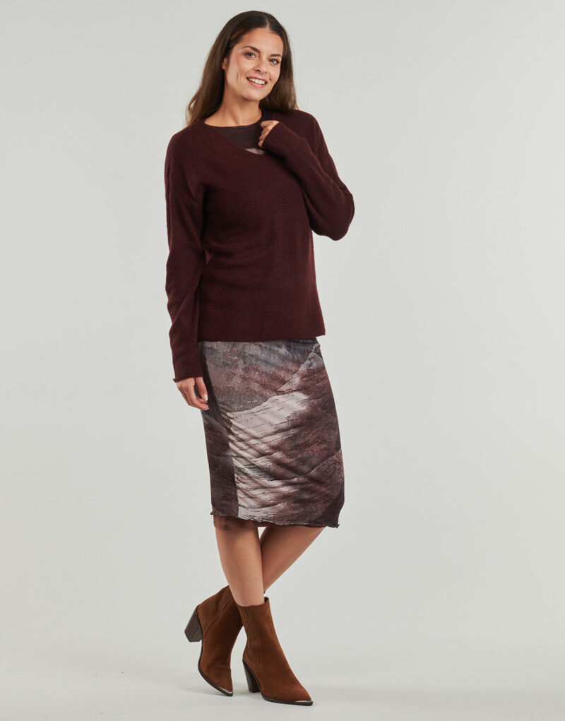 Pullover Only ONLCAMILLA V-Ausschnitt Langarm-Pullover Strick Bordeaux Damenpullover - 3