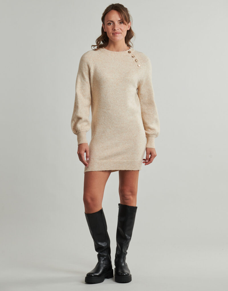 Abito corto  Only  ONLEMMA LIFE LS BUTTON  Beige -  Abiti corti Donna - 2