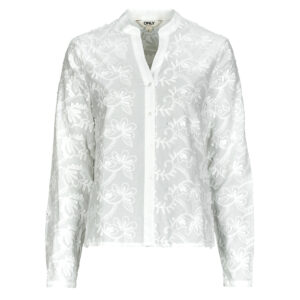 Camicetta  Only  ONLCARMEN FR L/S 3D EMB SHIRT  Bianco -  Camicette Donna
