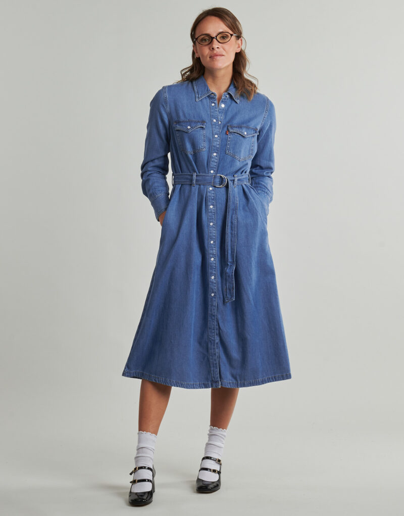 Kleiden Levis QUINCEY LS Maxikleid, blau, Damen, lang - 2