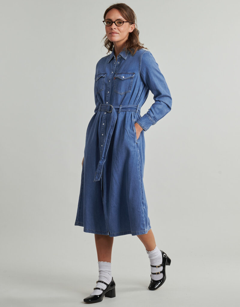 Kleiden Levis QUINCEY LS Maxikleid, blau, Damen, lang - 3