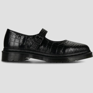 Dr. Martens Ballerines Elphie MJ Mary Jane noires New Vibrance Croco Nero pour femmes