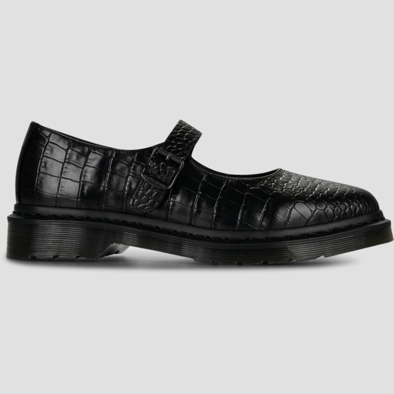 Dr. Martens Ballerines Elphie MJ Mary Jane noires New Vibrance Croco Nero pour femmes - 1