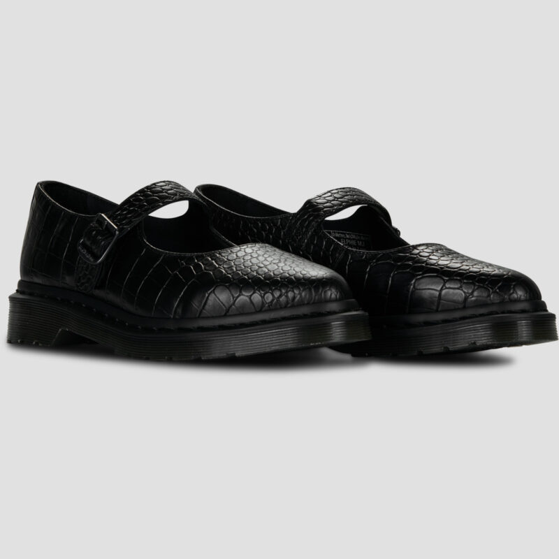 Dr. Martens Ballerines Elphie MJ Mary Jane noires New Vibrance Croco Nero pour femmes - 2