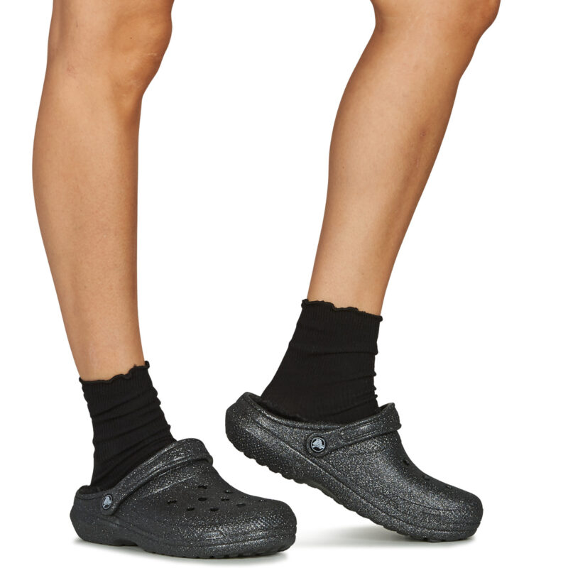 Crocs  Classic Fuzz Lined Glitter Clog  Nero -  Zoccoli Donna - 8