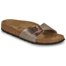 BIRKENSTOCK Madrid Birko-flor / Taupe / Narrow Gold Women's Slipper - 1