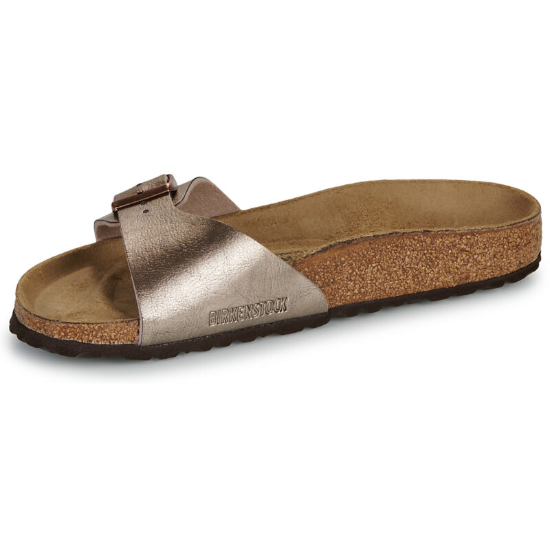 BIRKENSTOCK Madrid Birko-flor / Taupe / Narrow Gold Women's Slipper - 4