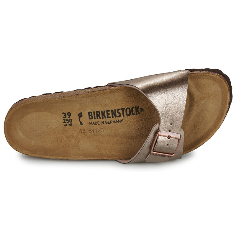 BIRKENSTOCK Madrid Birko-flor / Taupe / Narrow Gold Women's Slipper - 6