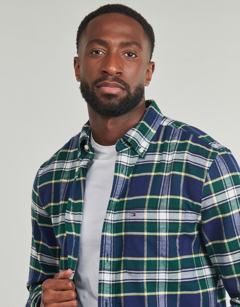 Camicia a maniche corte Tommy Hilfiger HERO FLANNEL TARTN CHCK RF SHIRT Verde Camicie a maniche corte Uomo - 4