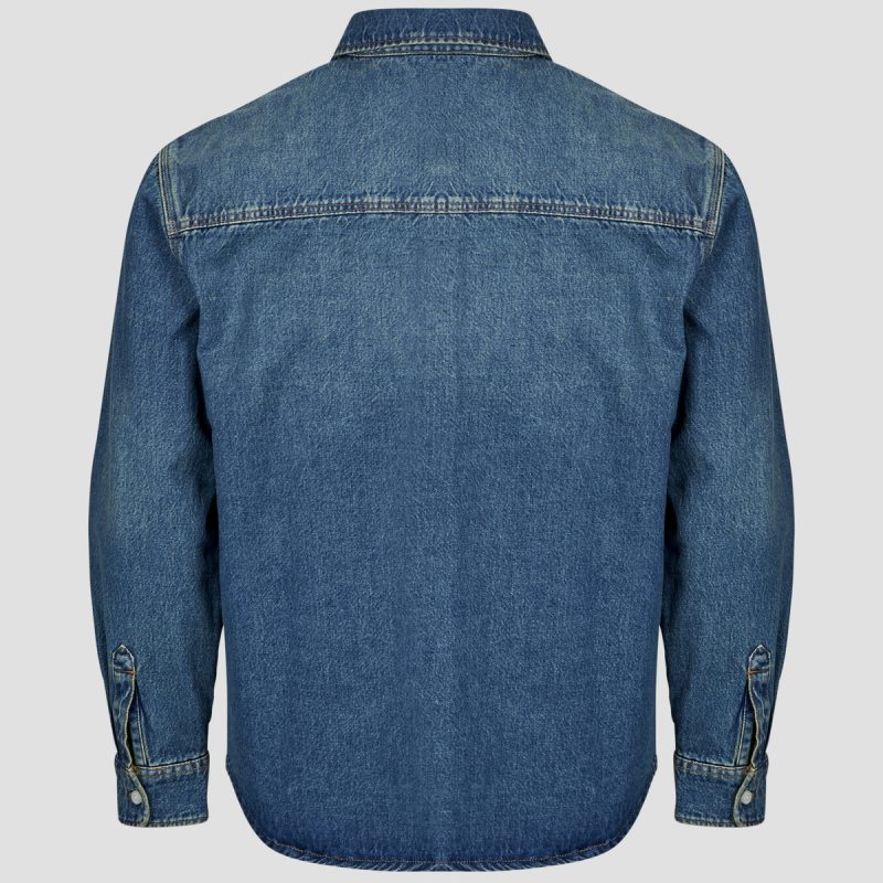 Camicia a maniche lunghe Dickies MECHANIC DENIM SHIRT LS KHAKI TINTED BLUE Blu Camicie a maniche lunghe Uomo - 6