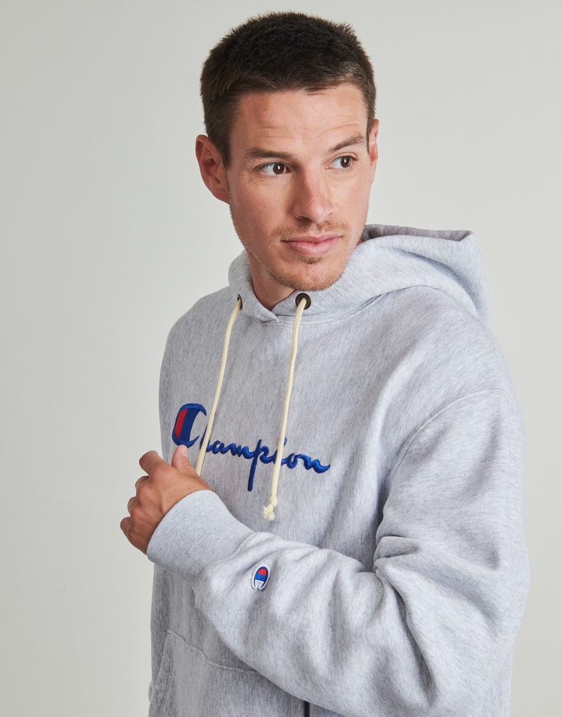 Felpe con cappuccio Champion HOODED SWEATSHIRT Grigio Felpe con cappuccio Uomo - 4