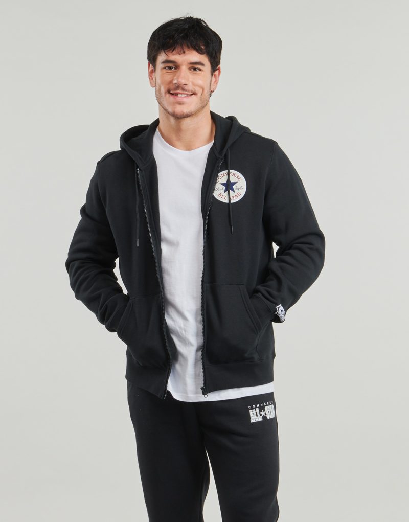 Felpe con cappuccio Converse CHUCK FLEECE STANDARD FIT Nero Felpe con cappuccio Uomo - 2