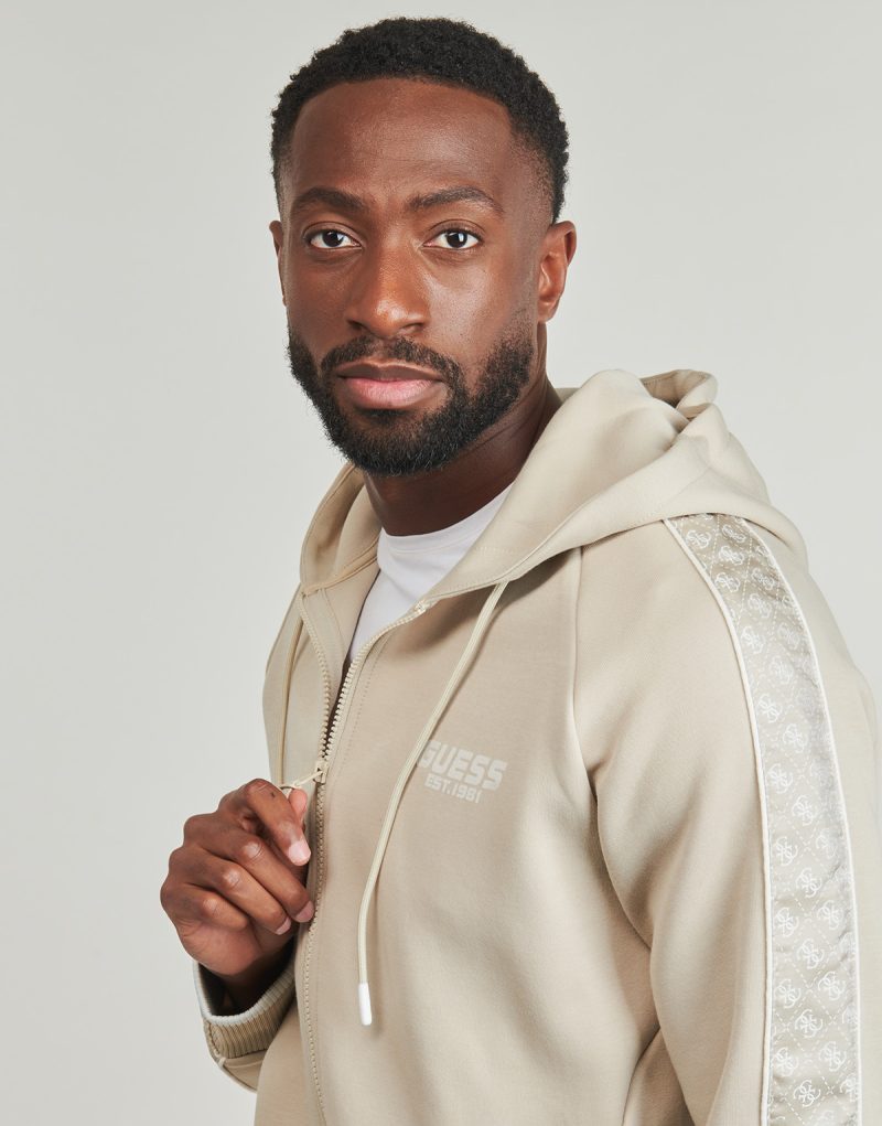 Felpe con cappuccio Guess FINLO ZIPPED HOODIE Beige Felpe con cappuccio Uomo - 5