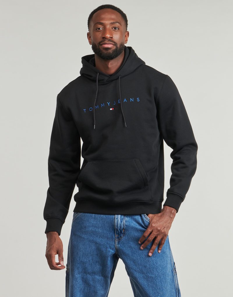 Felpa Tommy Jeans TJM REG LINEAR LOGO HOODIE EXT Nero Felpe Uomo - 2