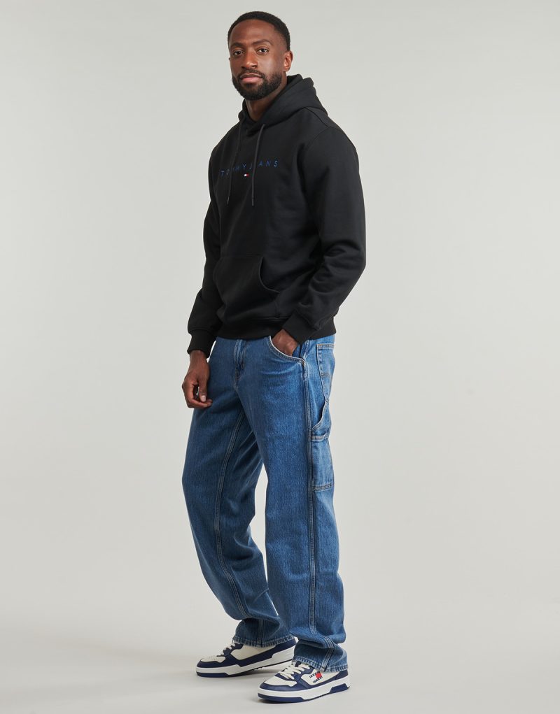 Felpa Tommy Jeans TJM REG LINEAR LOGO HOODIE EXT Nero Felpe Uomo - 3
