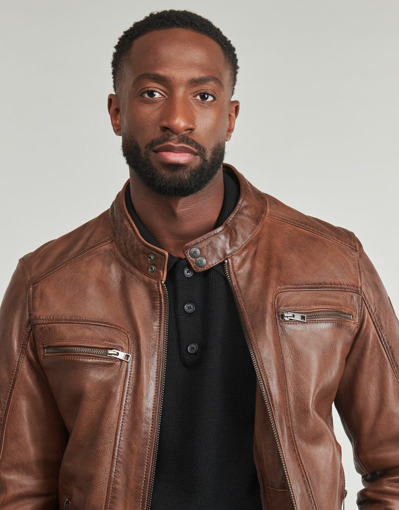 Lederjackeelle Oakwood DRINK Brown Jackets in pelle Mann - 5