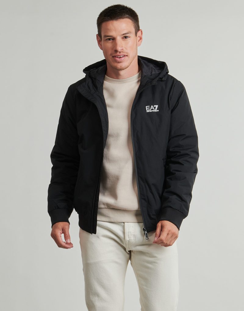 veste Emporio Armani EA7 TRAIN CORE ID M HOODED PA - Vestes noires pour hommes TRAIN CORE ID M HOODED PA - 2