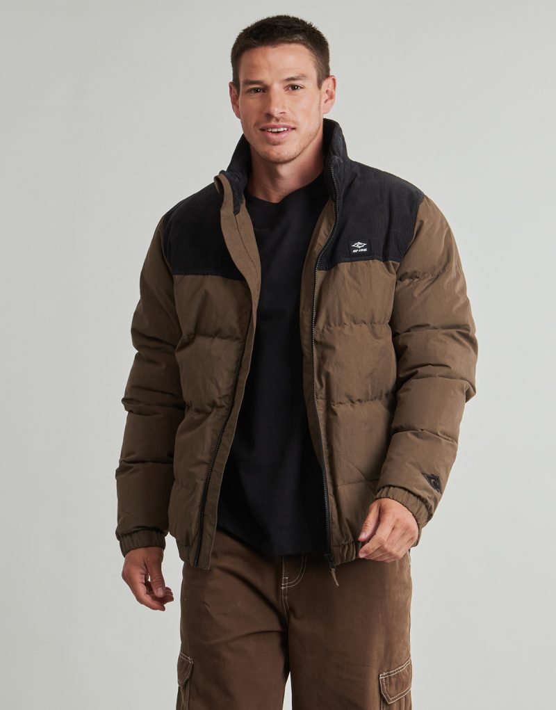 Giubbotto  Rip Curl  FADE OUT CORD PUFFER JACKET  Marrone Giubbotti Uomo - 2