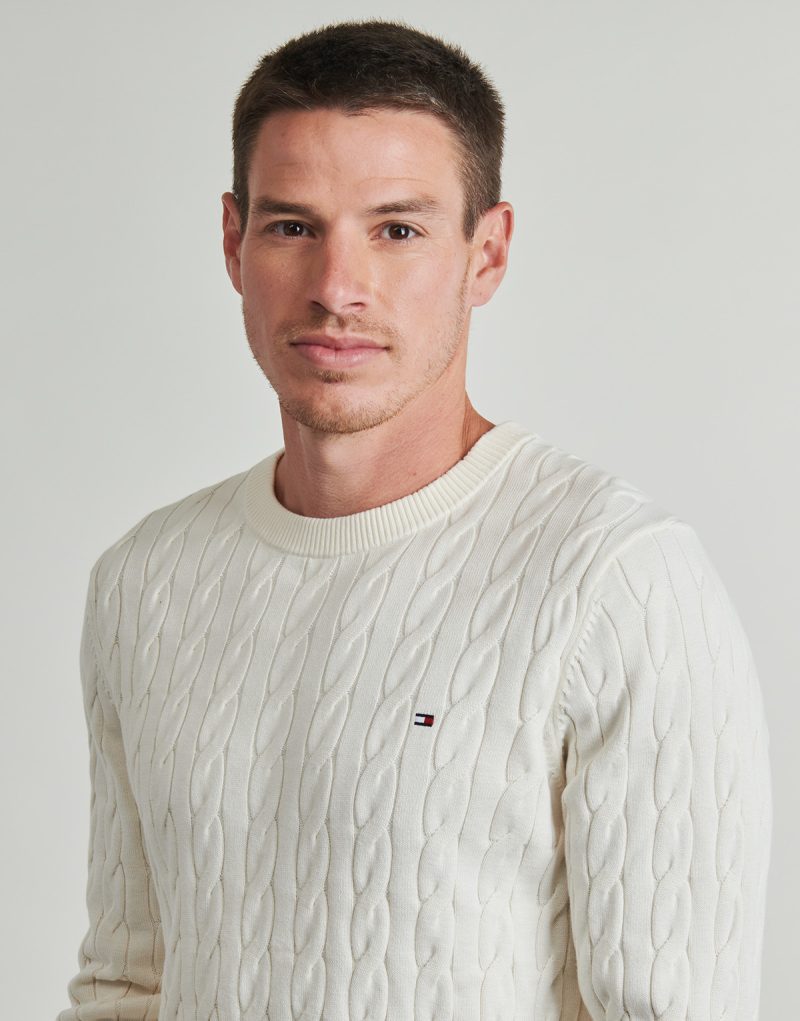 Maglione Tommy Hilfiger CLASSIC COTTON CABLE CREW NECK Beige Maglioni Uomo - 5