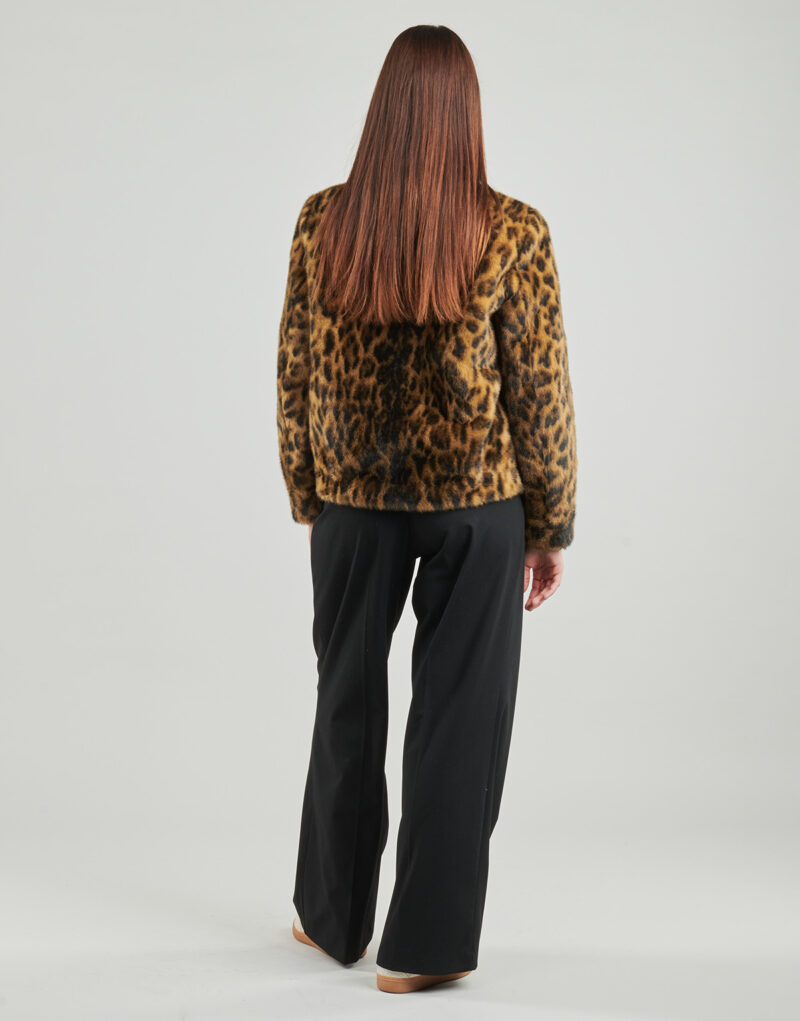 Mantella Guess LUNA FAUX FURE LEOPARD Marrone Mantelle Donna - 4